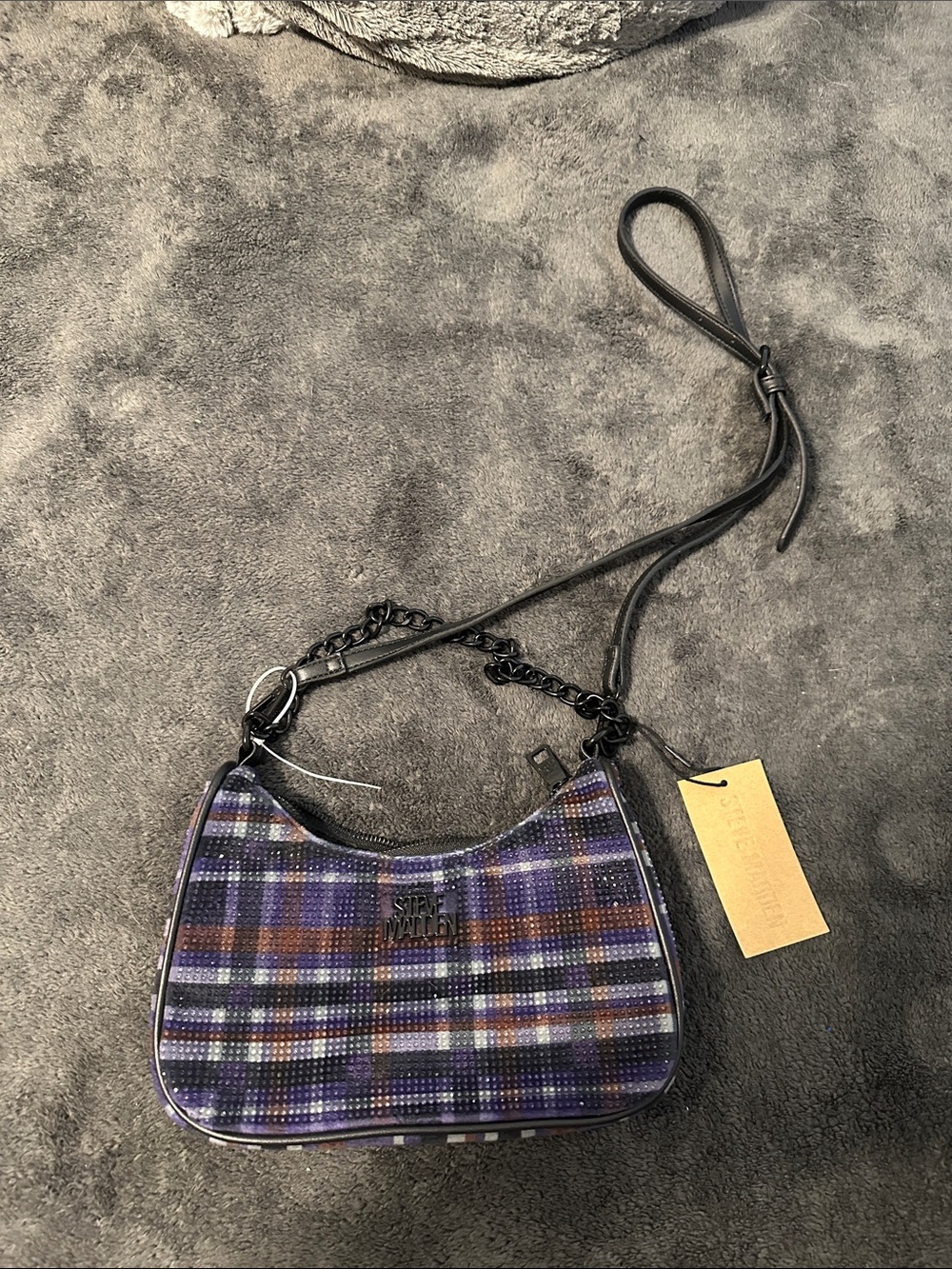 Steve Madden Purple Plaid Shoulder Bag